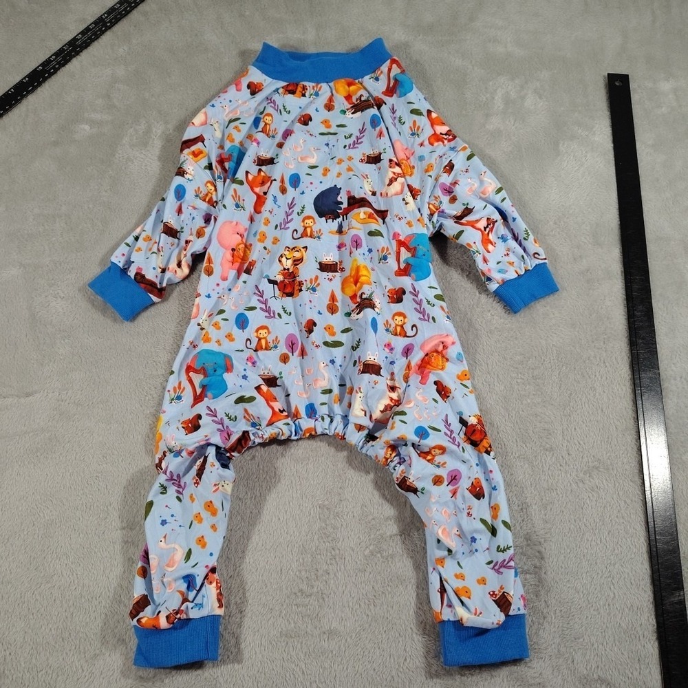 Lovinpet 4-Leg Dog Pajamas Jumpsuit Costume Pullover Blue Animal Print Lightweig